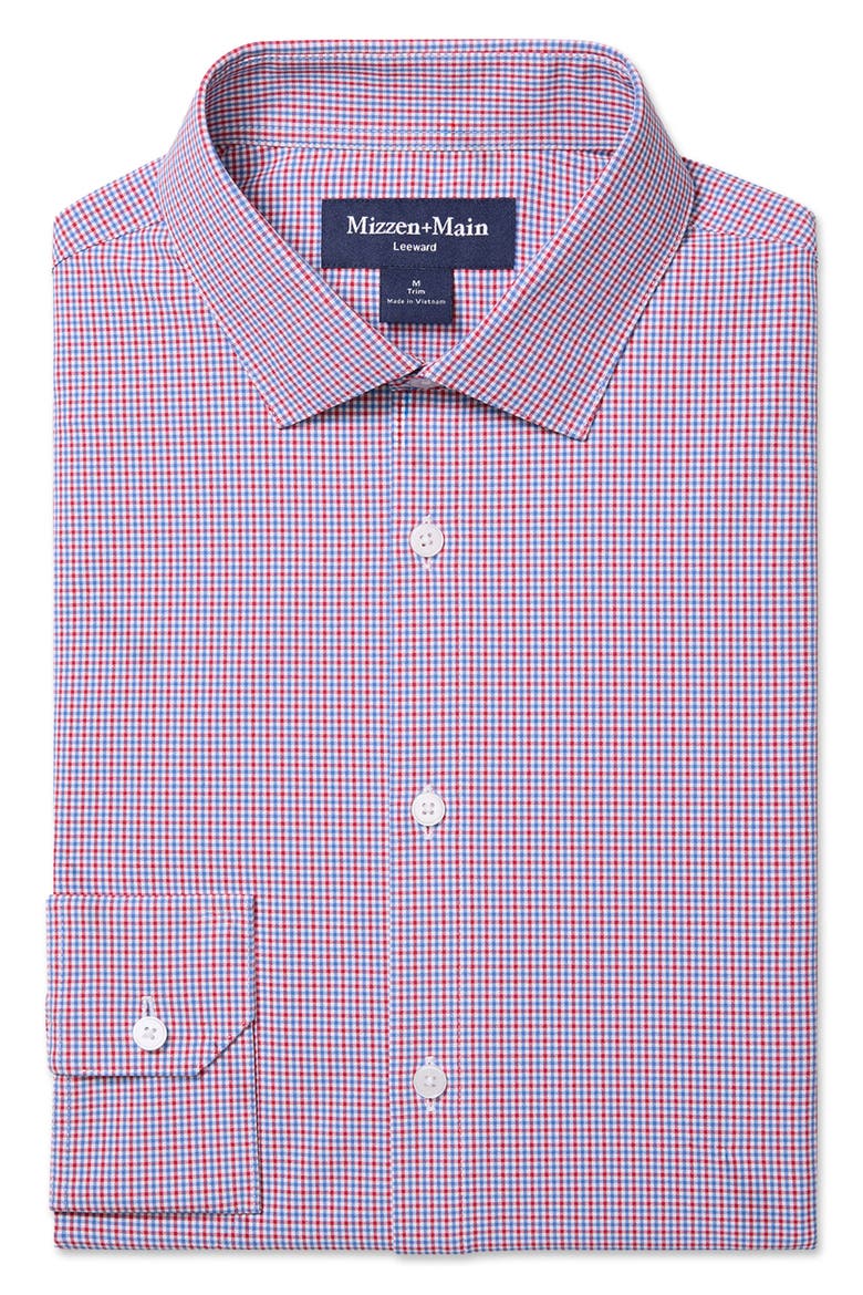 Leeward Trim Fit Red Hot Sam Plaid Button-Up Shirt, Alternate, color, RED HOT SAM PLAID