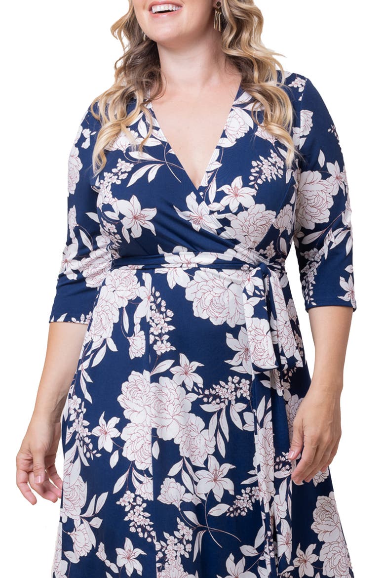 Signature A-Line Wrap Dress, Alternate, color, LILY AND PEONY PRINT
