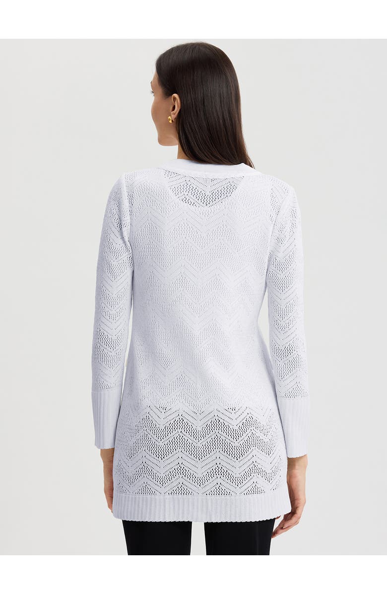 Misook Heritage Pointelle Braided Trim Knit Cardigan, Alternate, color, New Ivory