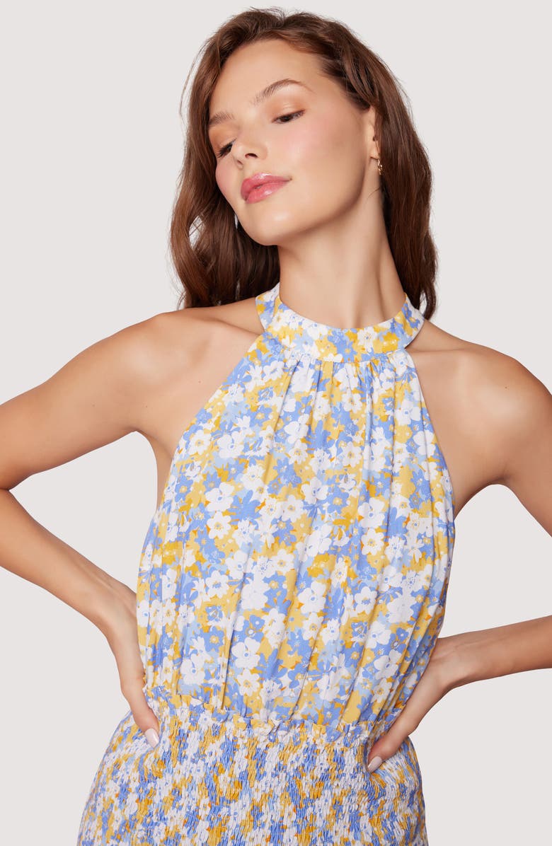 Lost + Wander Dazzling Bloom Smocked Bodice Midi Dress, Alternate, color,