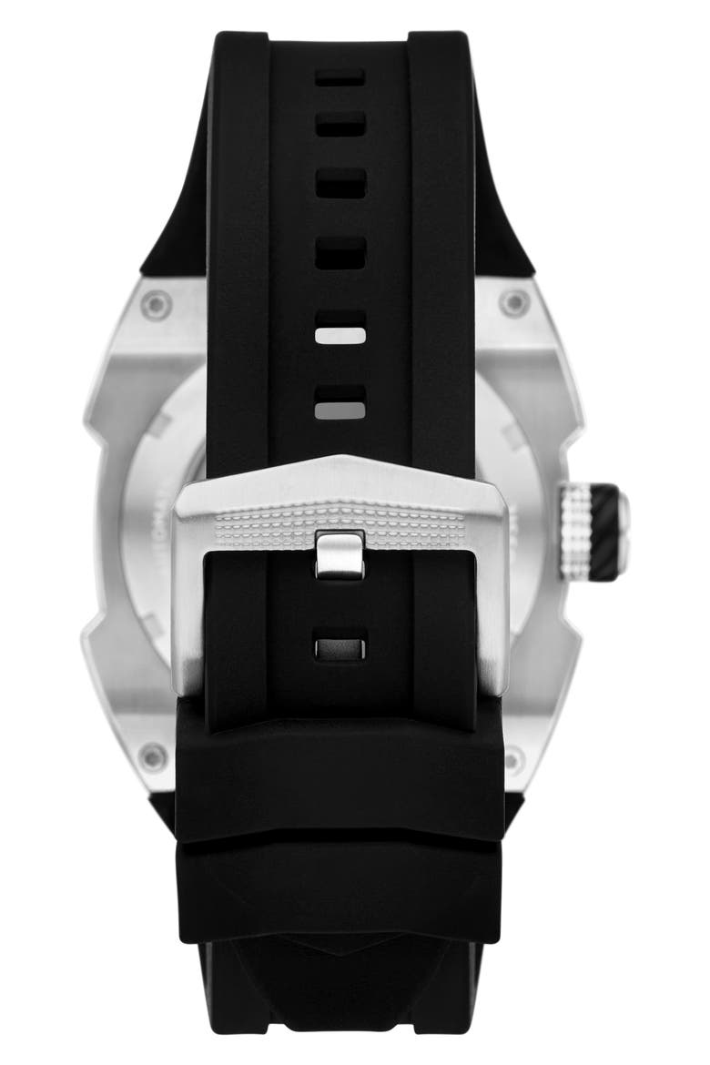 Machine X-1 Automatic Silicone Strap Watch, Alternate, color, BLACK/ SILVER