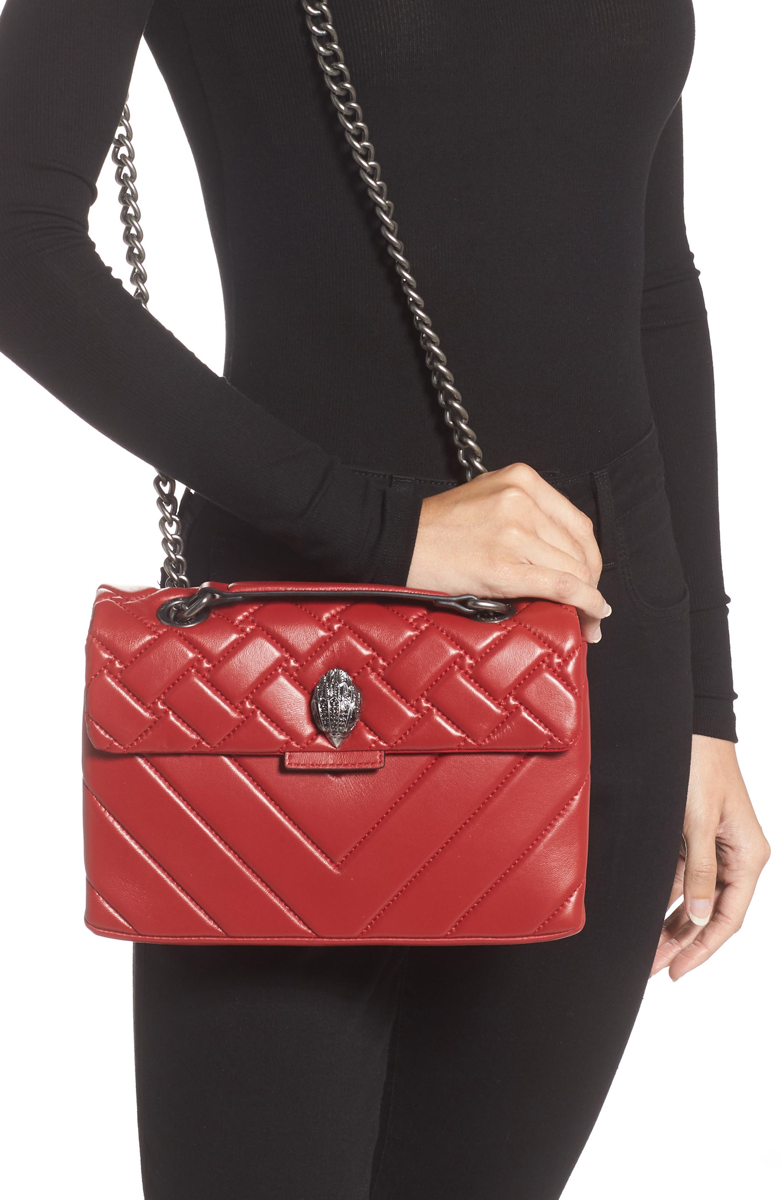Kurt Geiger London Kensington X Quilted Leather Shoulder Bag, Alternate, color, 