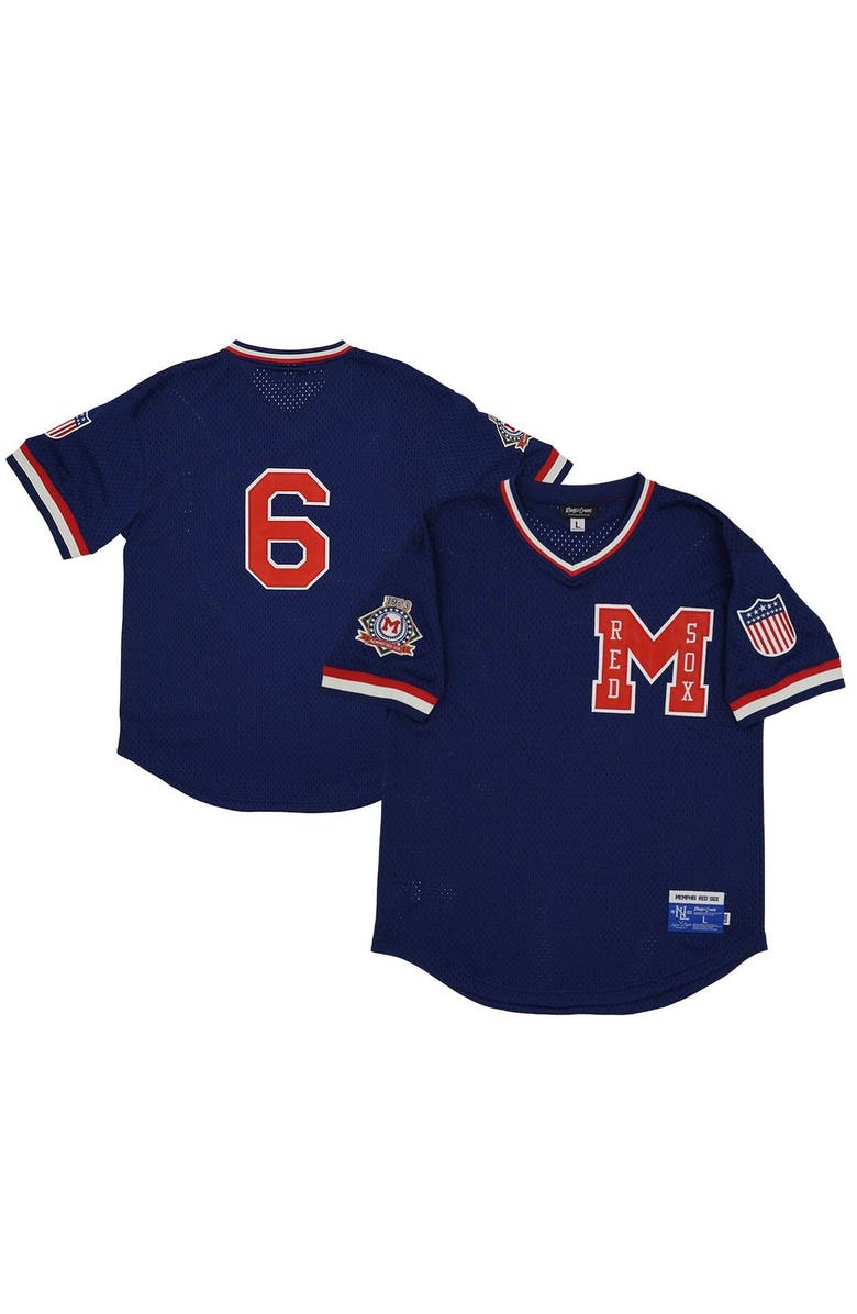 RINGS & CRWNS Men's Rings & Crwns #6 Navy Memphis Red Sox Mesh Replica V-Neck Jersey, Main, color, 