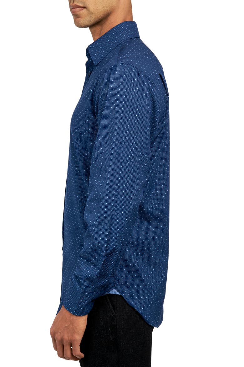 Regular Fit Dot Print Performance Stretch Dress Shirt, Alternate, color, NAVY