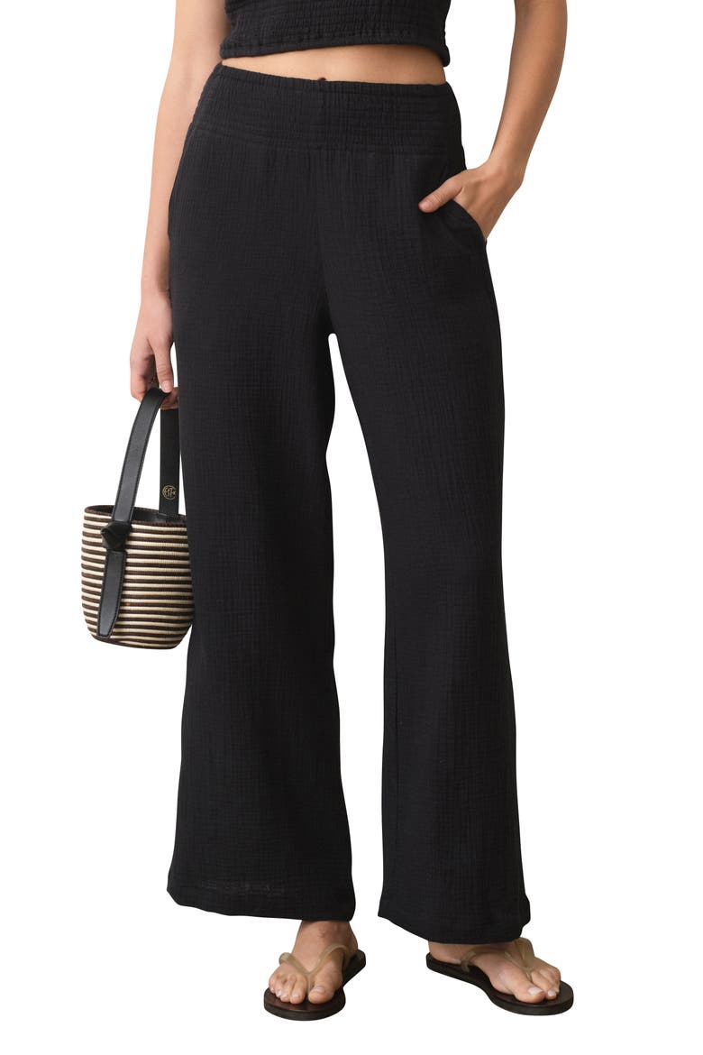 Isla Pull-On Double Cloth Wide Leg Pants, Main, color, BLACK