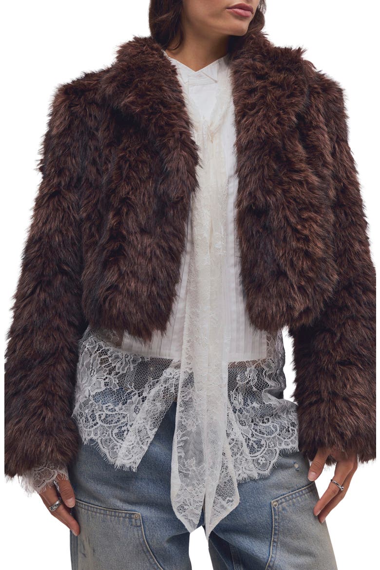 Supernova Cropped Faux Fur Jacket, Main, color, MOCHACCINO COMBO