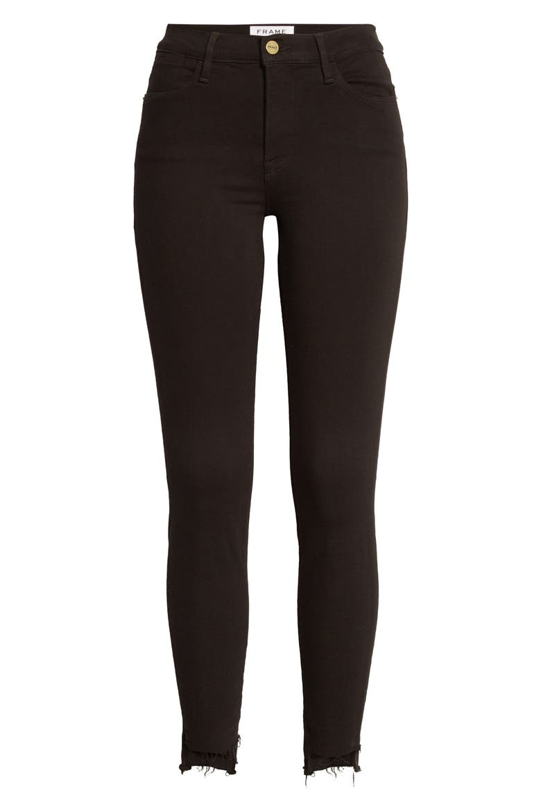 Le High Skinny Ripped Raw Hem Ankle Jeans, Alternate, color, FILM NOIR