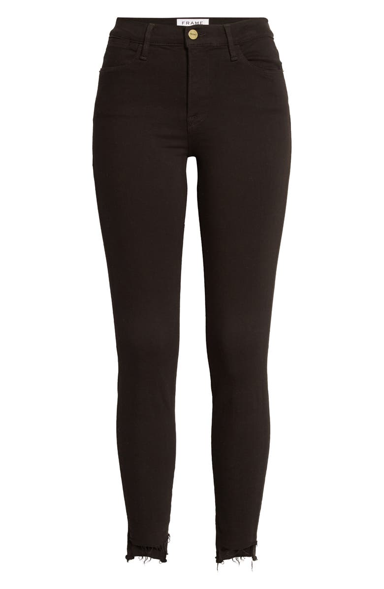 FRAME Le High Skinny Ripped Raw Hem Ankle Jeans, Alternate, color,