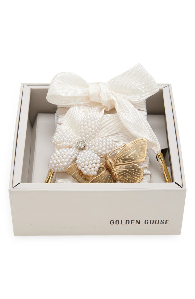 Golden Goose Skins Stripe Butterfly Charm Shoelaces, Main, color, Cream