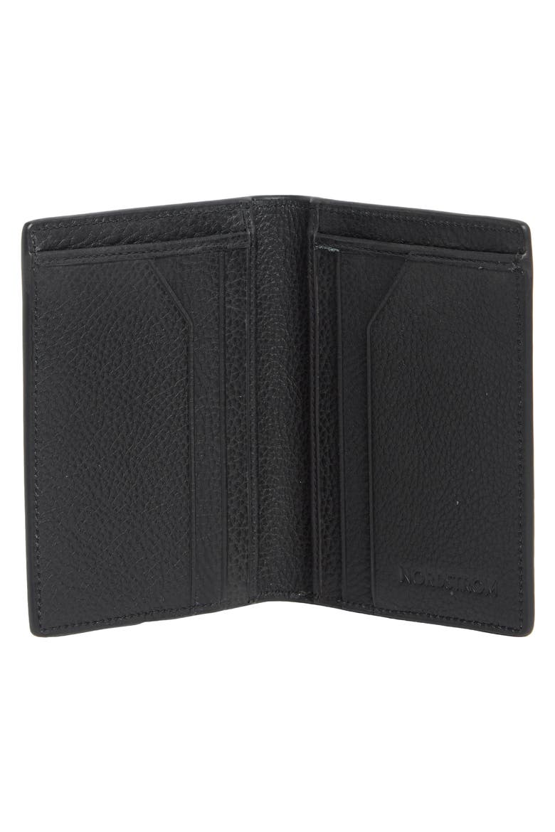 Pebble Leather Bifold Card Case, Alternate, color, BLACK