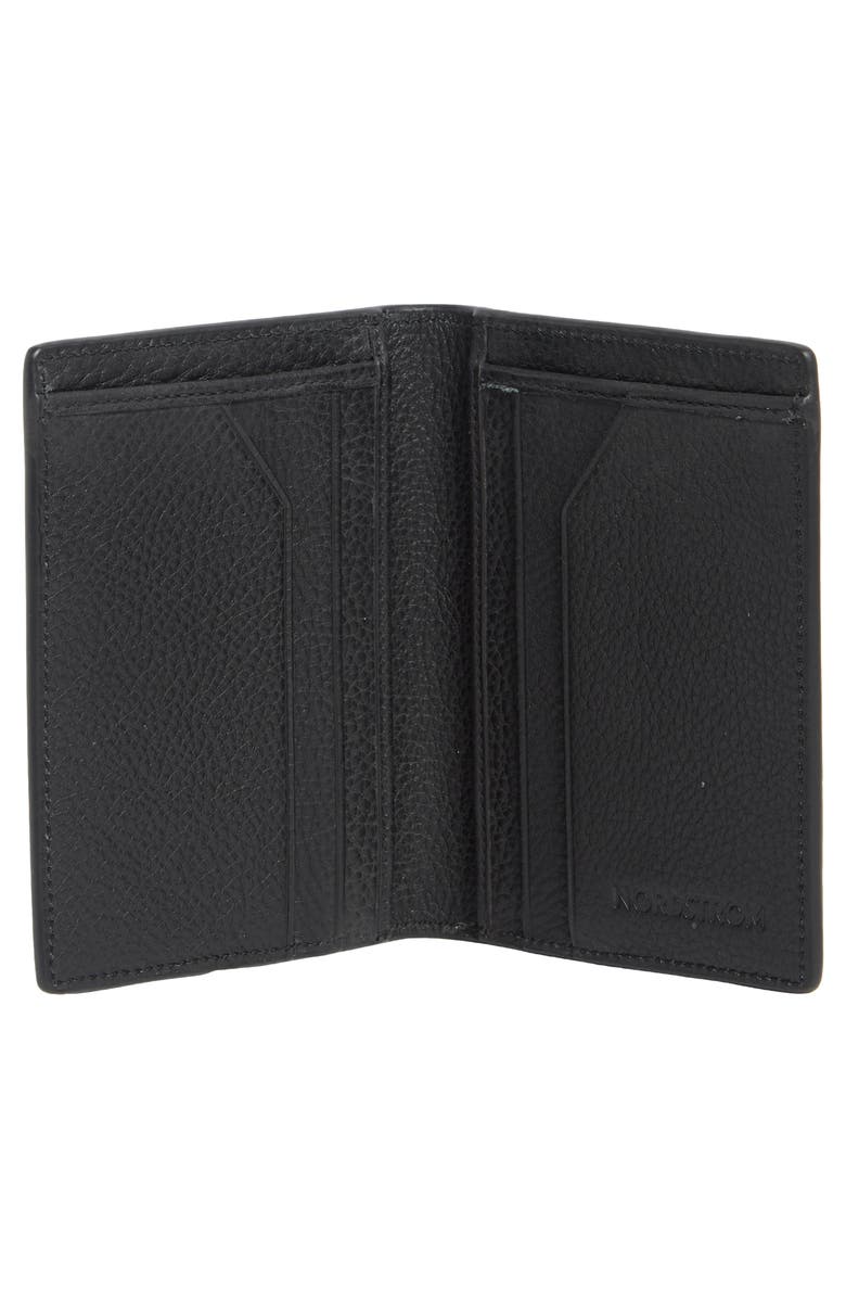 Nordstrom Pebble Leather Bifold Card Case, Alternate, color, Black