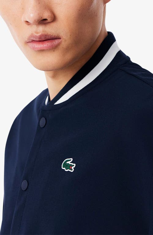 Lacoste X Novak Djokovic Water Repellent Bomber Jacket In Blue