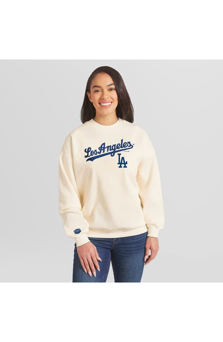 WEAR by Erin Andrews Women's WEAR by Erin Andrews Cream Los Angeles Dodgers Heavyweight Crew Neck Sweatshirt, Main, color, Cream