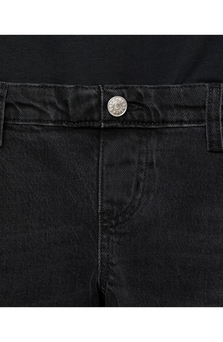 MANGO Over the Bump Raw Hem Straight Leg Maternity Jeans, Alternate, color, Black Denim