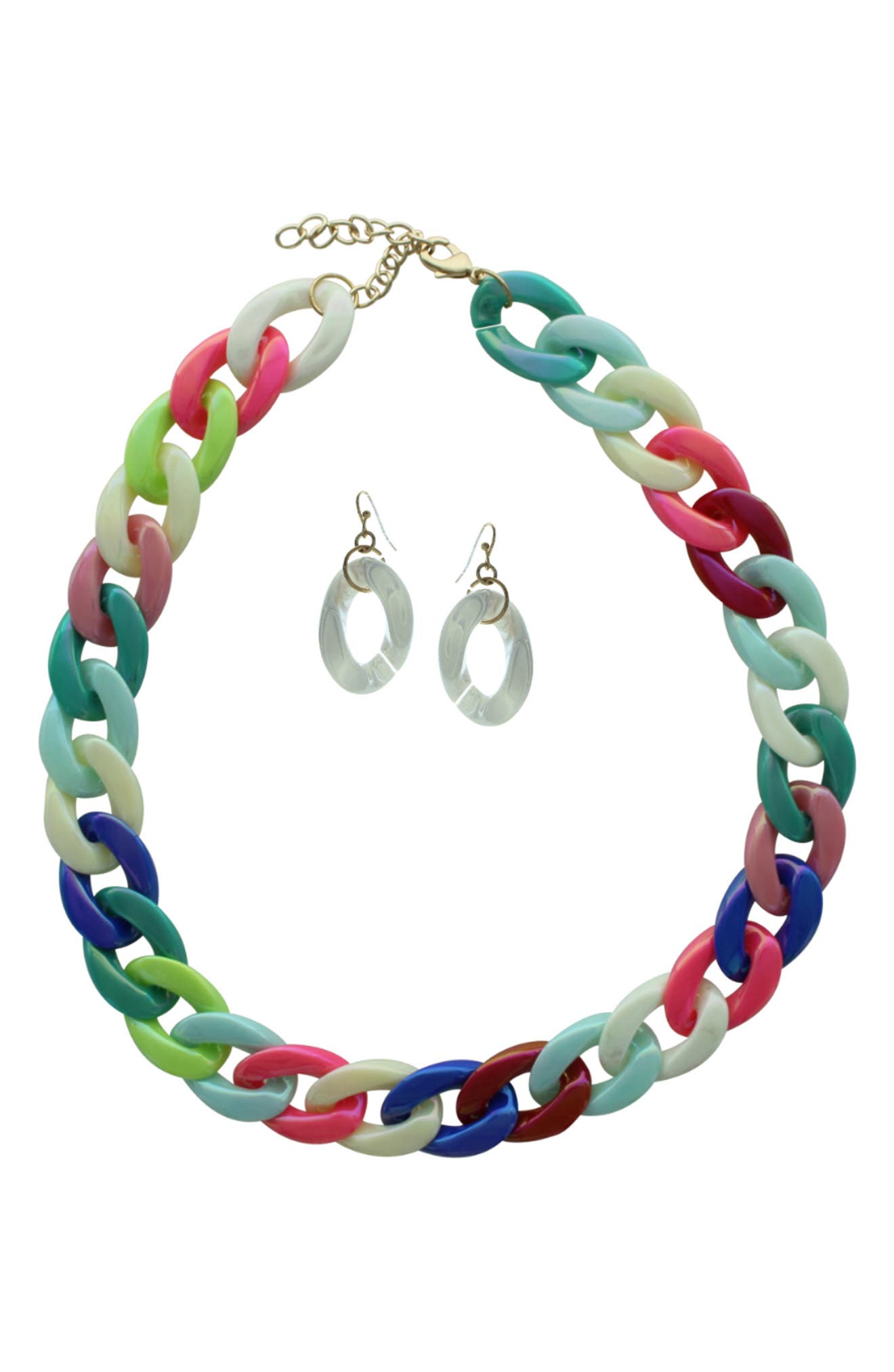OLIVIA WELLES Alexa Neon Chain Link Necklace with Drop Earrings ...