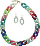 OLIVIA WELLES Alexa Neon Chain Link Necklace with Drop Earrings