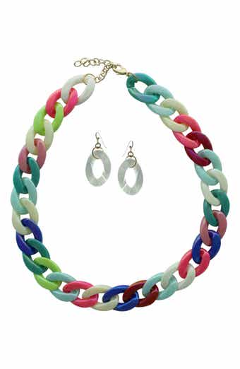OLIVIA WELLES Alexa Neon Chain Link Necklace with Drop Earrings
