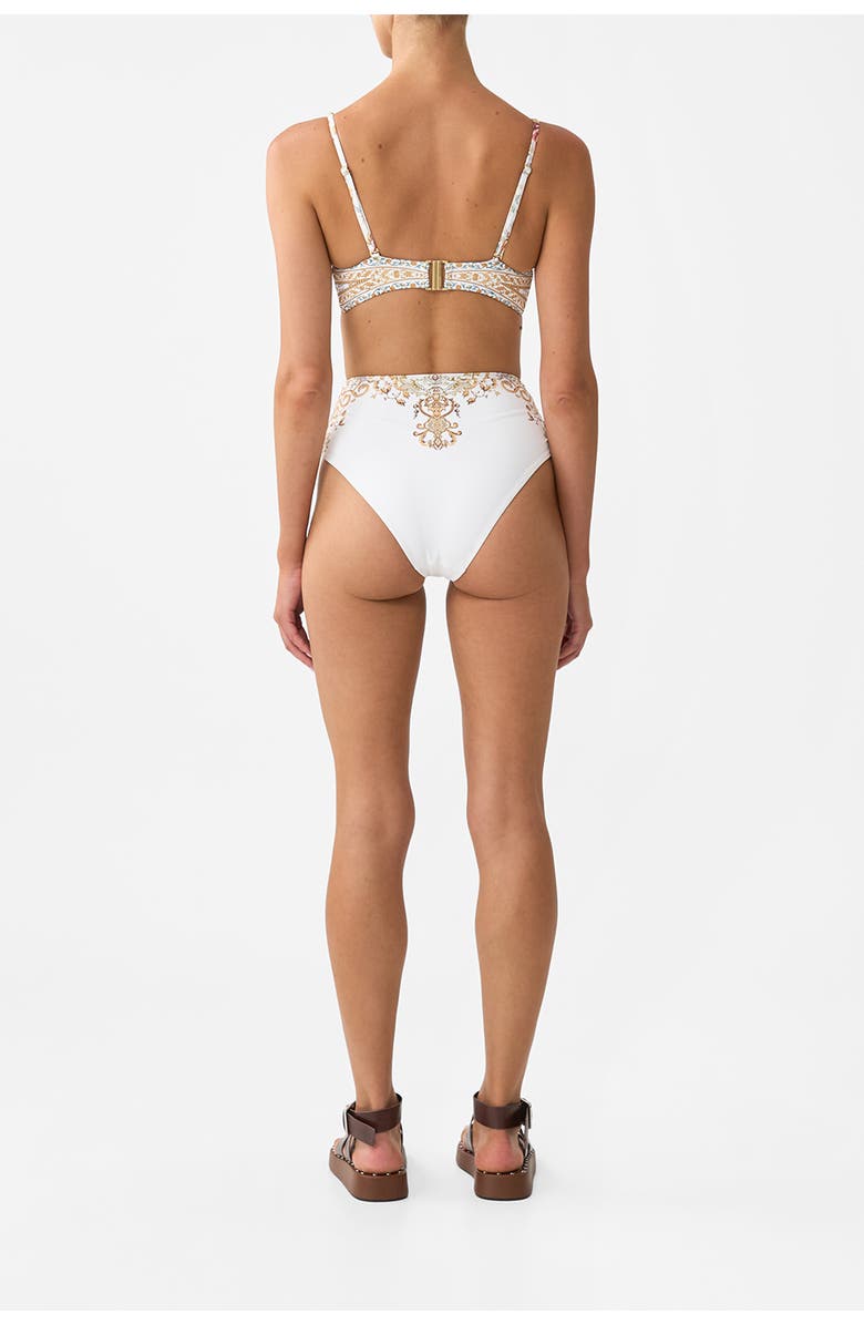 Camilla High Waist Bikini Bottom W Pleat Waist Trim Ottoman Dynasty, Alternate, color, Ottoman Dynasty