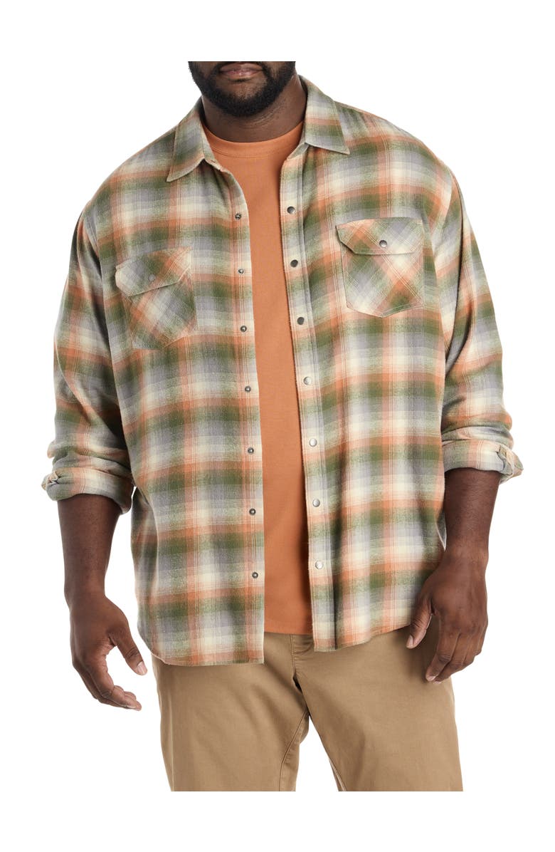 Harbor Bay by DXL Big & Tall Medium Plaid Flannel Sport Shirt, Main, color, Multi