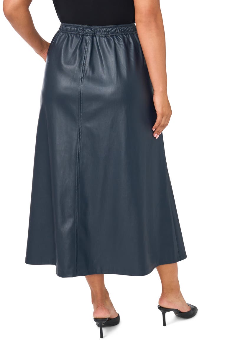 Faux Leather Center Seam Maxi Skirt, Alternate, color, RICH NAVY
