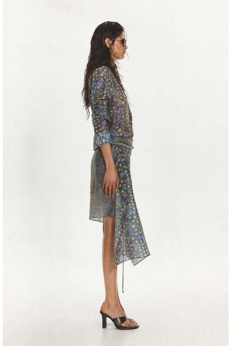 Printed Overlay Midi Skirt, Alternate, color, BLACK