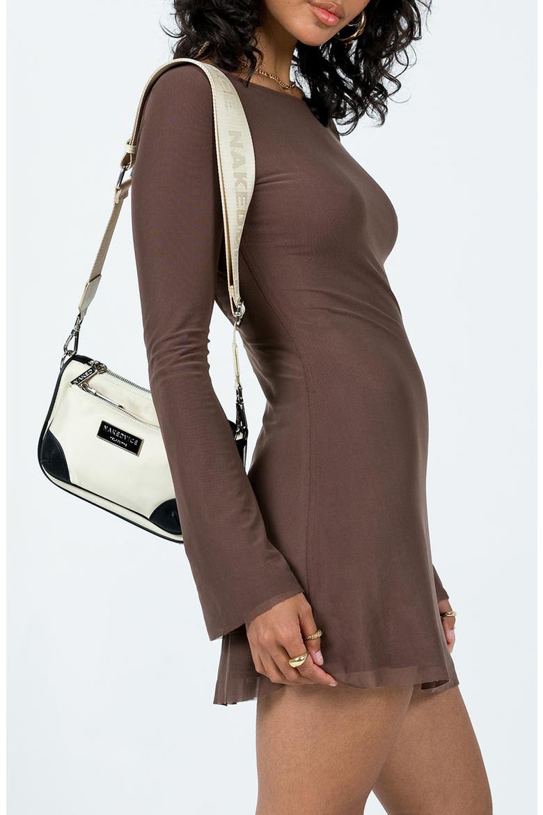 Lukea Long Sleeve Mesh Minidress, Alternate, color, BROWN