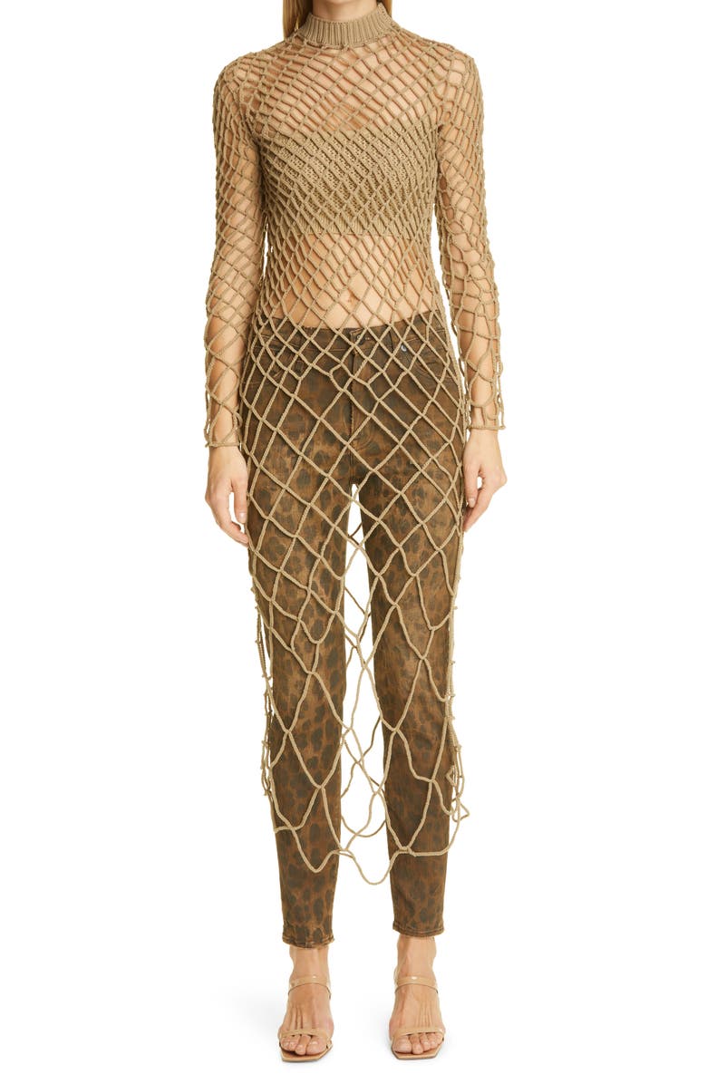 Isa Boulder Long Sleeve Melting Crochet Dress, Alternate, color, 