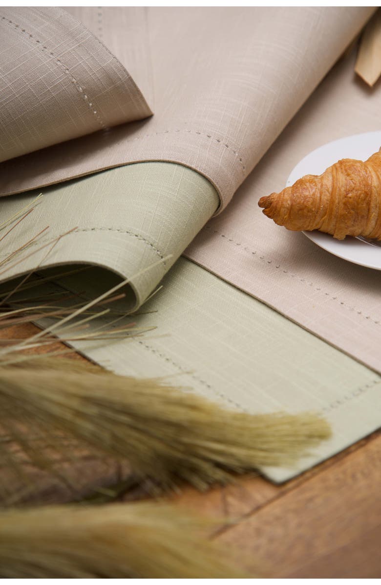 C&F Home Hemstitch Solid Green 100% Cotton Cloth Table Runner 14" x 72", Alternate, color, Green