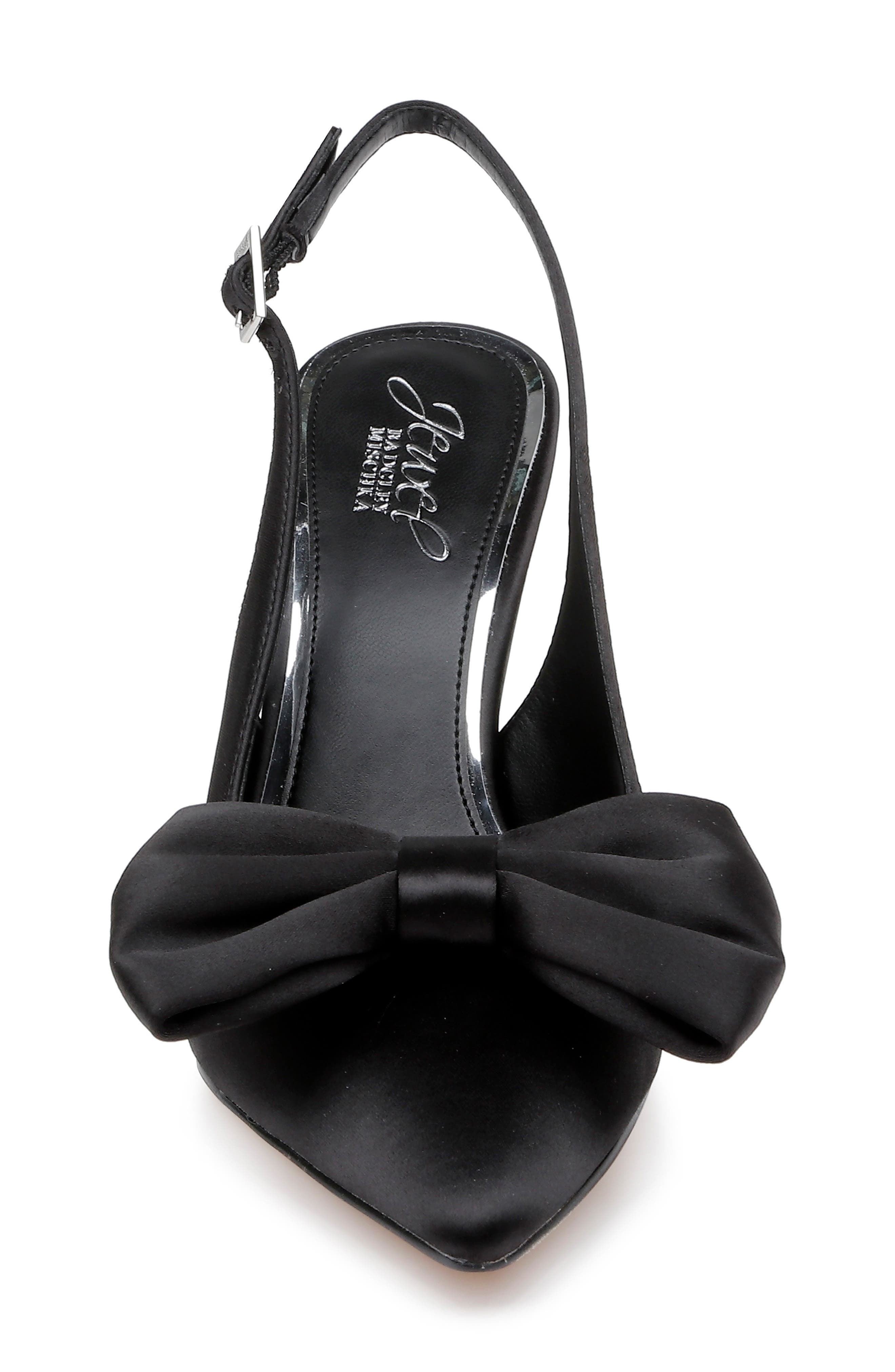 Jewel Badgley Mischka Kourtnay Slingback Pointed Toe Pump, Alternate, color, Blacksatin
