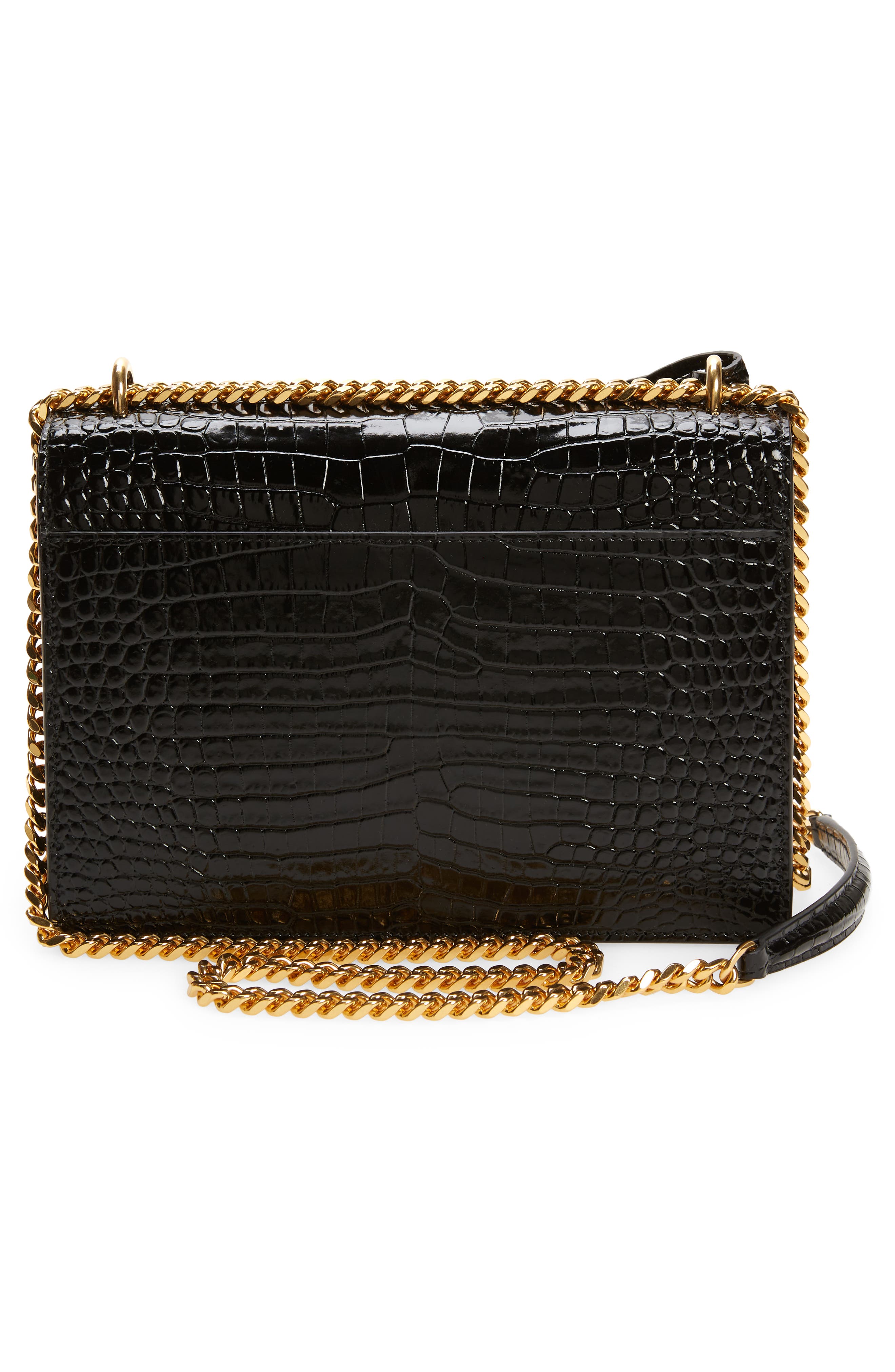 Saint Laurent Medium Sunset Croc Embossed Leather Shoulder Bag, Alternate, color, 