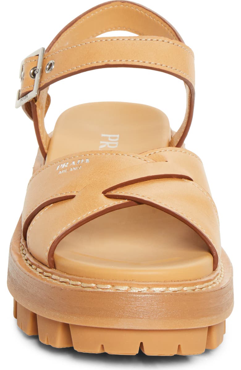 Prada Crisscross Platform Sandal, Alternate, color, Naturale