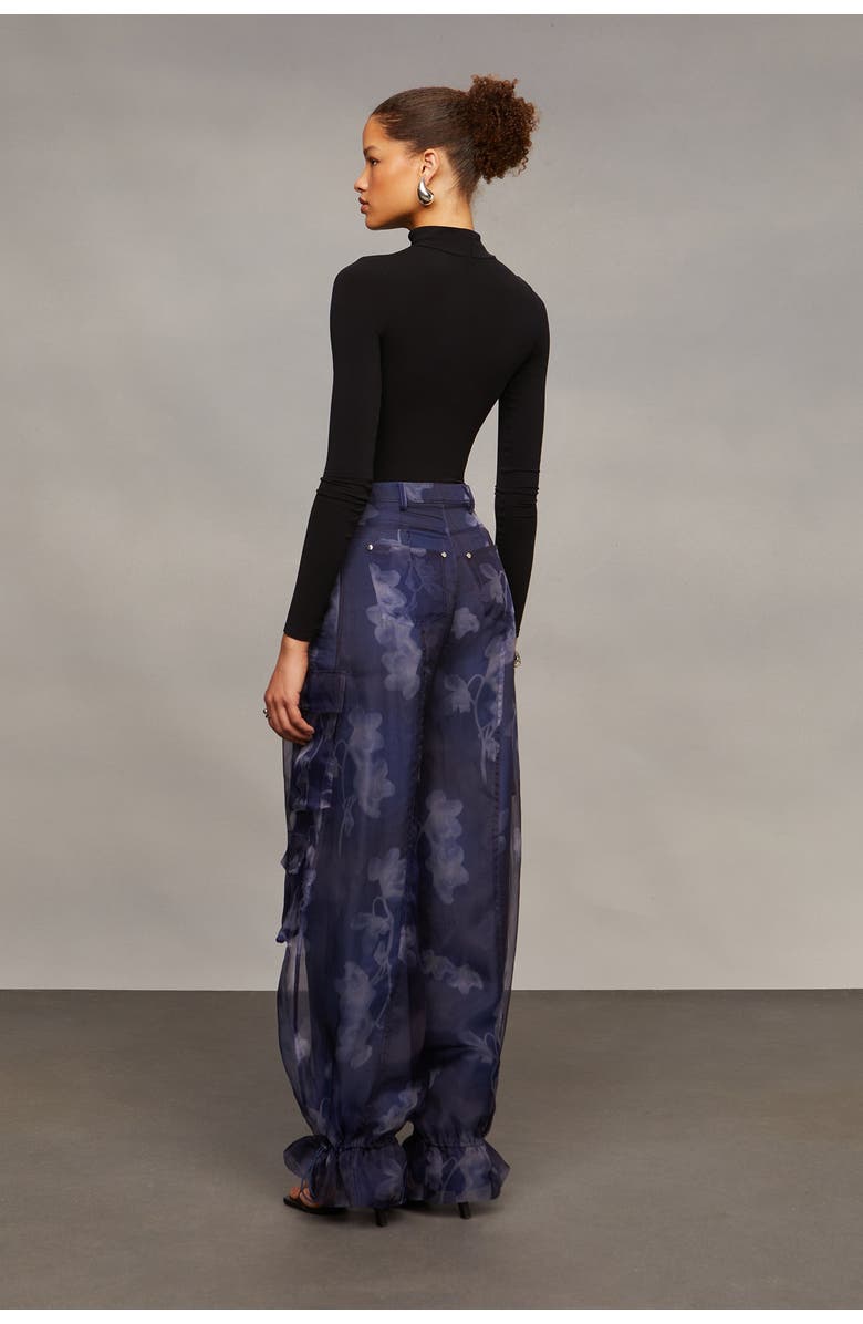 AMUR Bridgette Organza Cargo Pants, Alternate, color, Indigo Luminescent Lily
