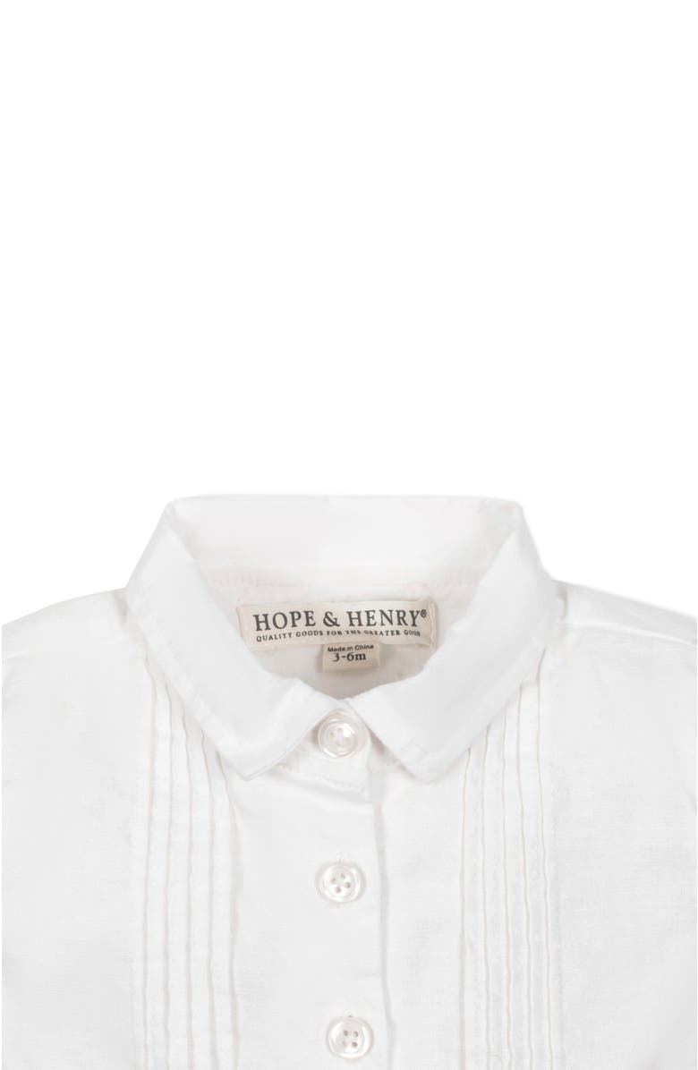 Hope & Henry Baby Linen Pintuck Romper, Infant, Alternate, color, Soft White Pintuck