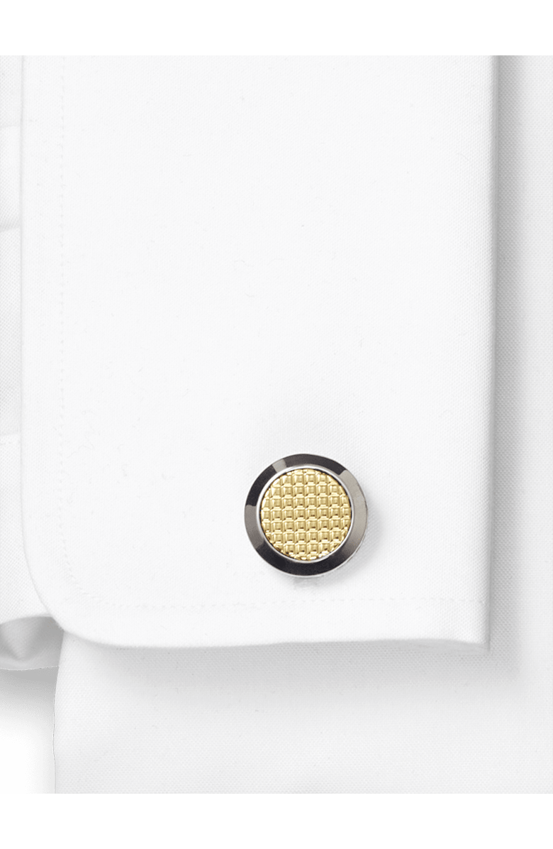 Paul Fredrick Textured Circle Cufflink, Alternate, color, Gold/Silver