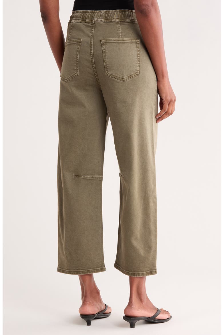 Drawstring High Waist Barrel Leg Jeans, Alternate, color, OLIVE