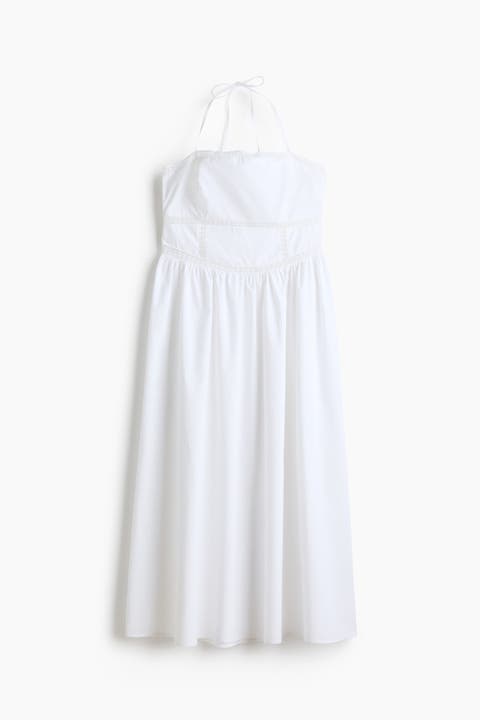 Cotton dress with tie-top shoulder straps