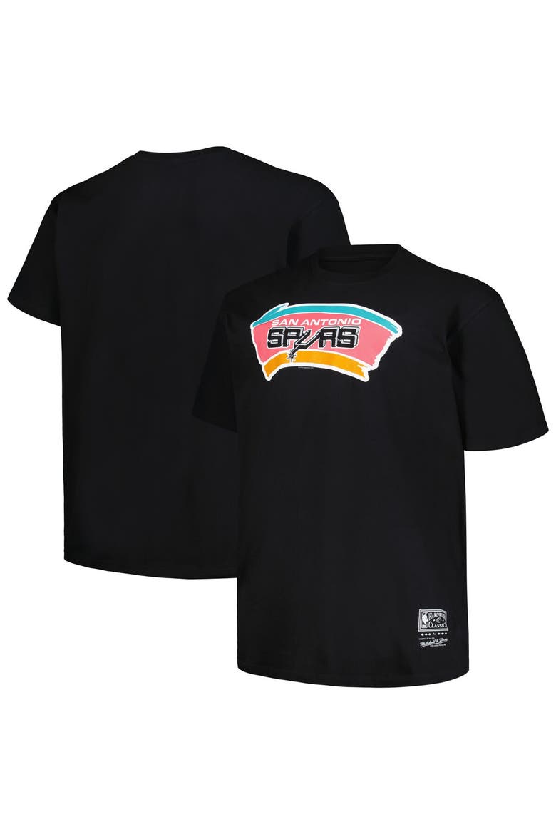 Men's Mitchell & Ness Black San Antonio Spurs Big & Tall Hardwood Classics Vintage Logo T-Shirt, Main, color, Black