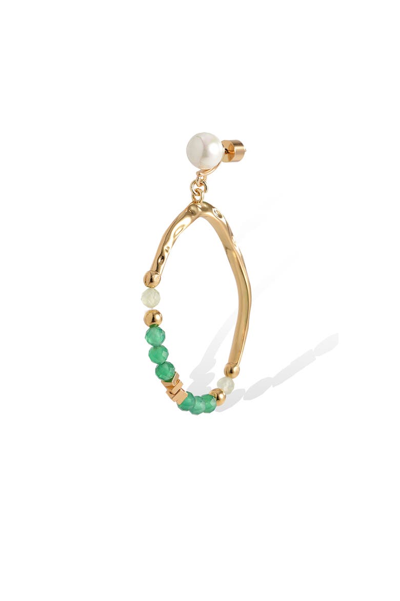 Poseidon Earrings, Alternate, color, Green & White & Gold