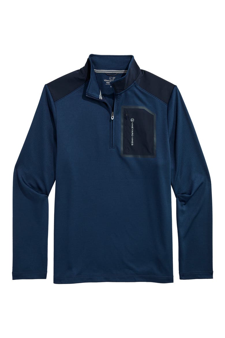 Grid-Tech Quarter Zip Pullover, Alternate, color, BLUE BLAZER