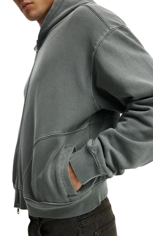 Cotton On Cropped Zip Up Hoodie In Slate Stone