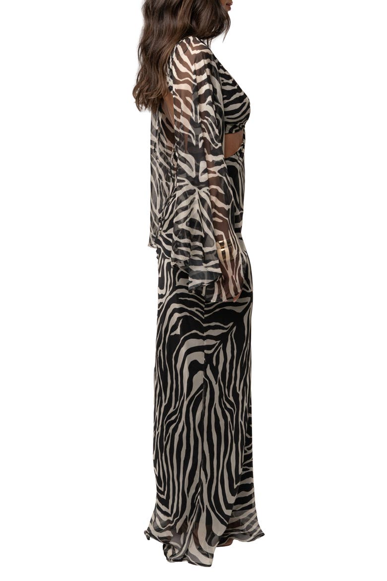 Zebra Instincts Print Maxi Dress, Alternate, color, Black