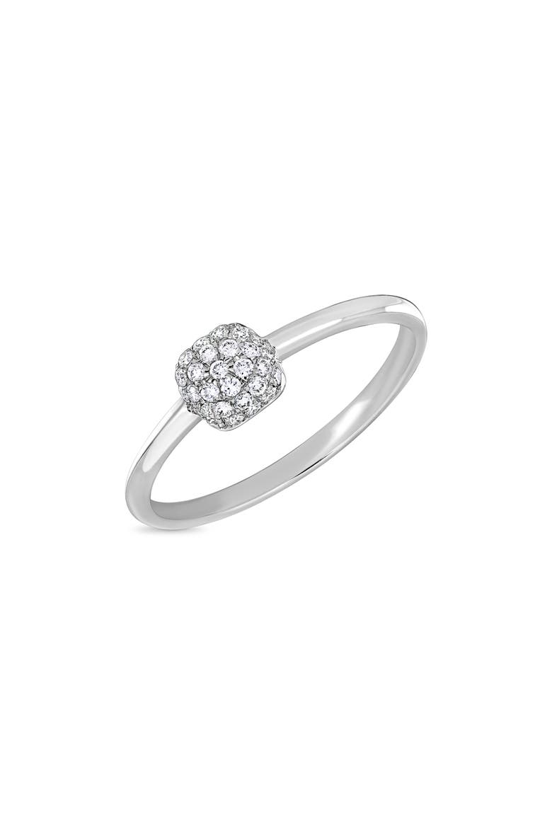 18K White Gold Pavé Diamond Cushion Ring, Main, color, 18KW