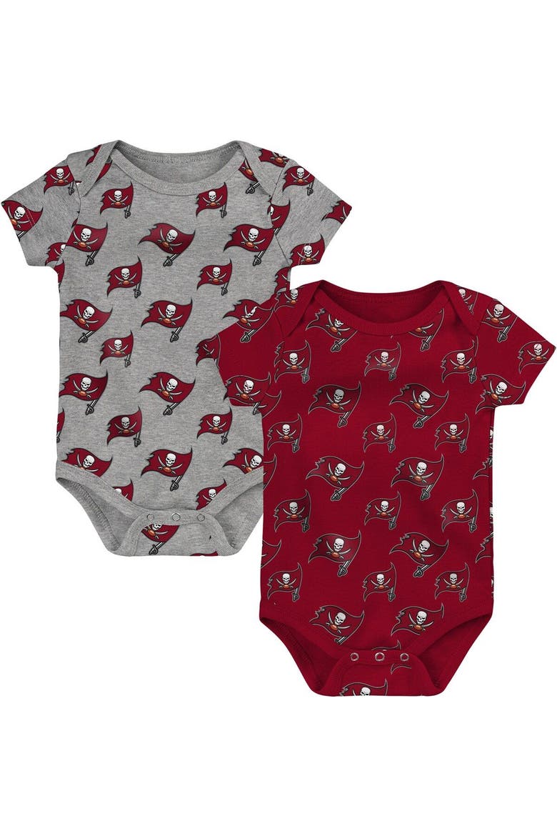 Newborn & Infant Red/Gray Tampa Bay Buccaneers Two-Pack Double Up Bodysuit Set, Main, color, Red