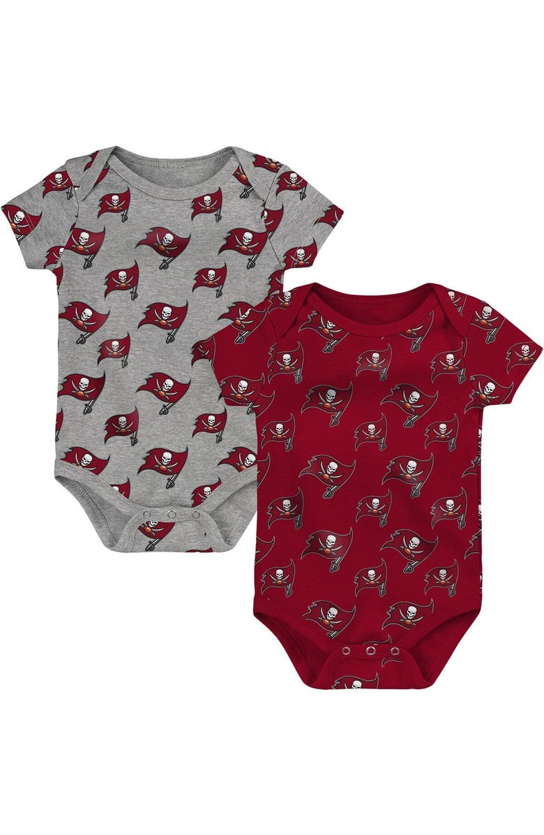Outerstuff Newborn & Infant Red/Gray Tampa Bay Buccaneers Two-Pack Double Up Bodysuit Set, Main, color,