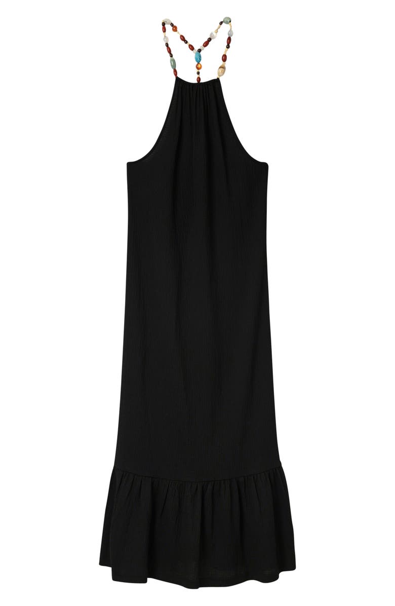 Desigual Beaded Strappy Midi Dress, Alternate, color, Black