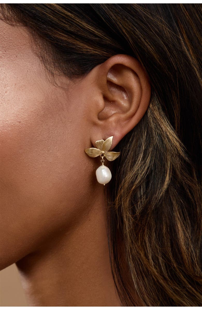 Set & Stones Maeve Pearl Drop Earrings, Alternate, color, Gold / White