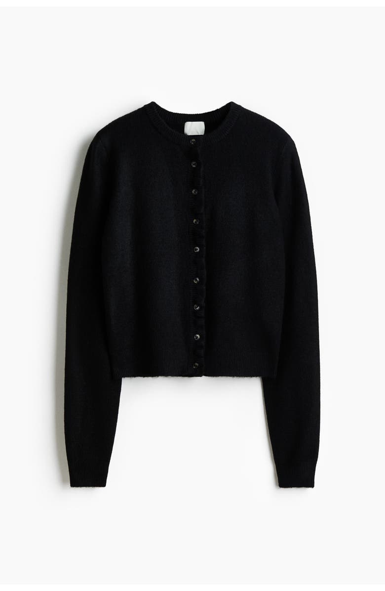 H&M Frill-trimmed Cardigan, Main, color, Black
