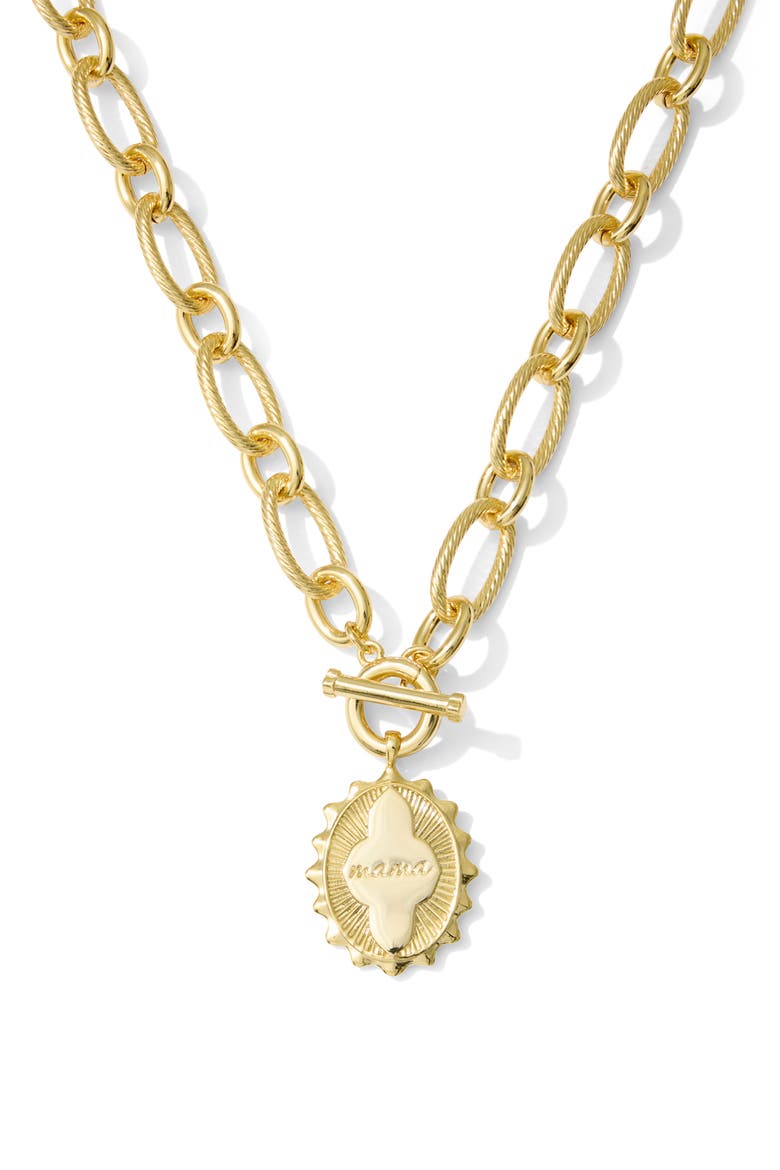 Mama Mikki Huggie Hoop Earrings & Pendant Gift Set, Alternate, color, GOLD METAL