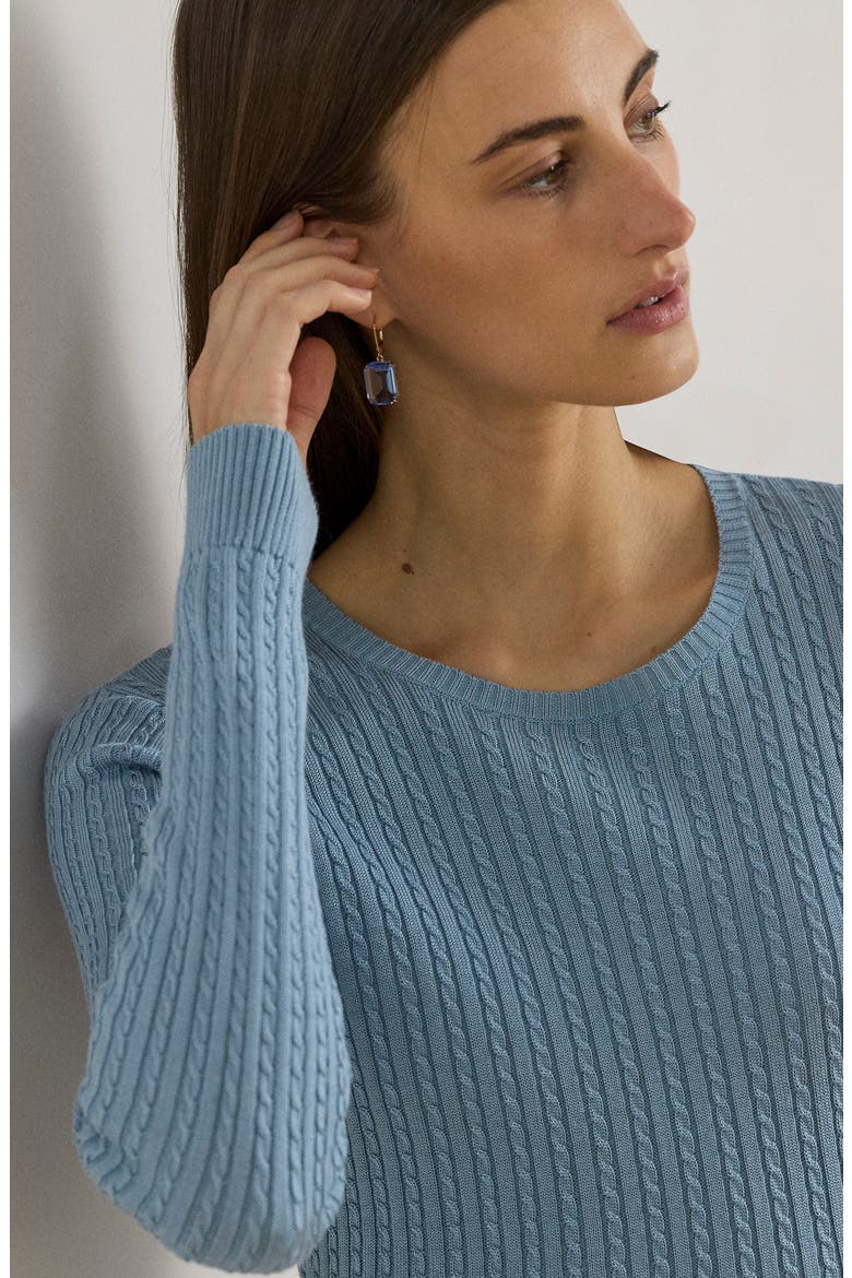 Mini Cable Sweater, Alternate, color, BLUE NOTE