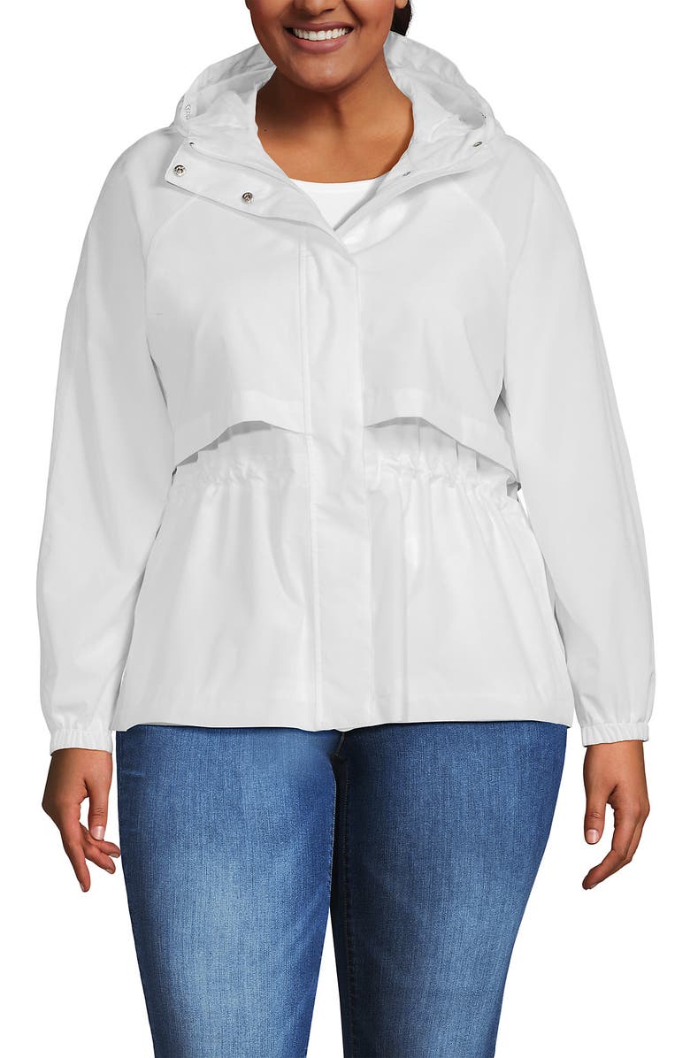 Lands' End Squall Packable Rain Jacket, Main, color, White